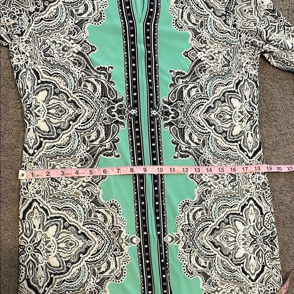 Studio One Green Blue Paisley Floral Sheath Dress | Large - Picture 10 of 11